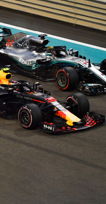 racing cars on the race track